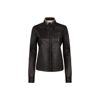 FENDI FW24 Leather Jacket Men's Black