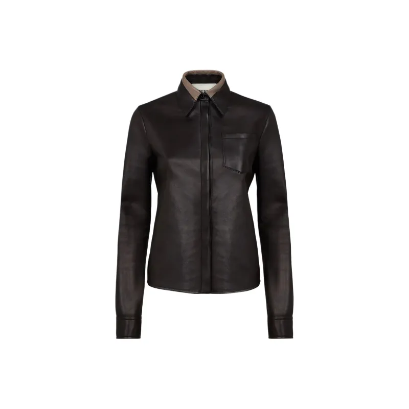 FENDI FW24 Leather Jacket Men's Black-0