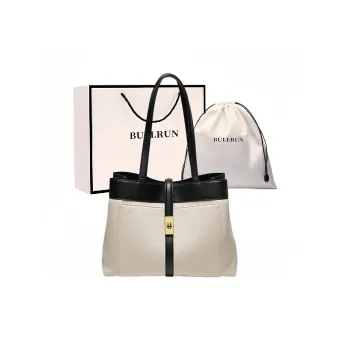 Bullrun Synthetic Leather Shoulder Bag Women's Ecru & Black/Beige White & Coffee