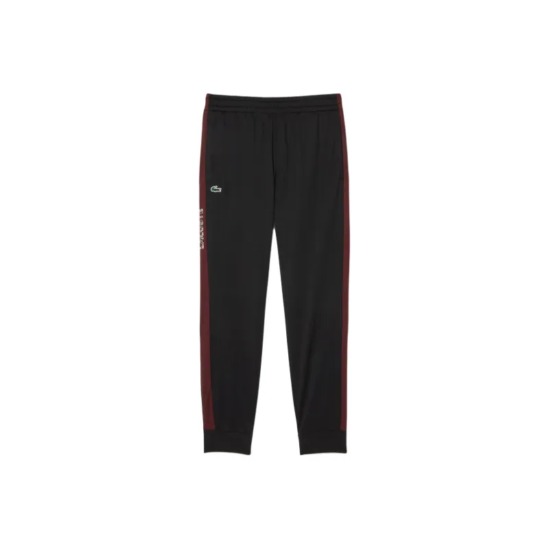 LACOSTE Knitted Sports Pants Men's Black/Bordeaux Red-0