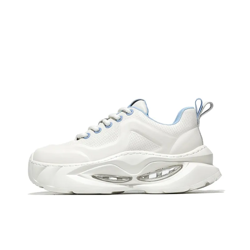 MOERBAI Lava Series Breathable Height Increase Low Top Chunky Sneakers Men's White Blue-0