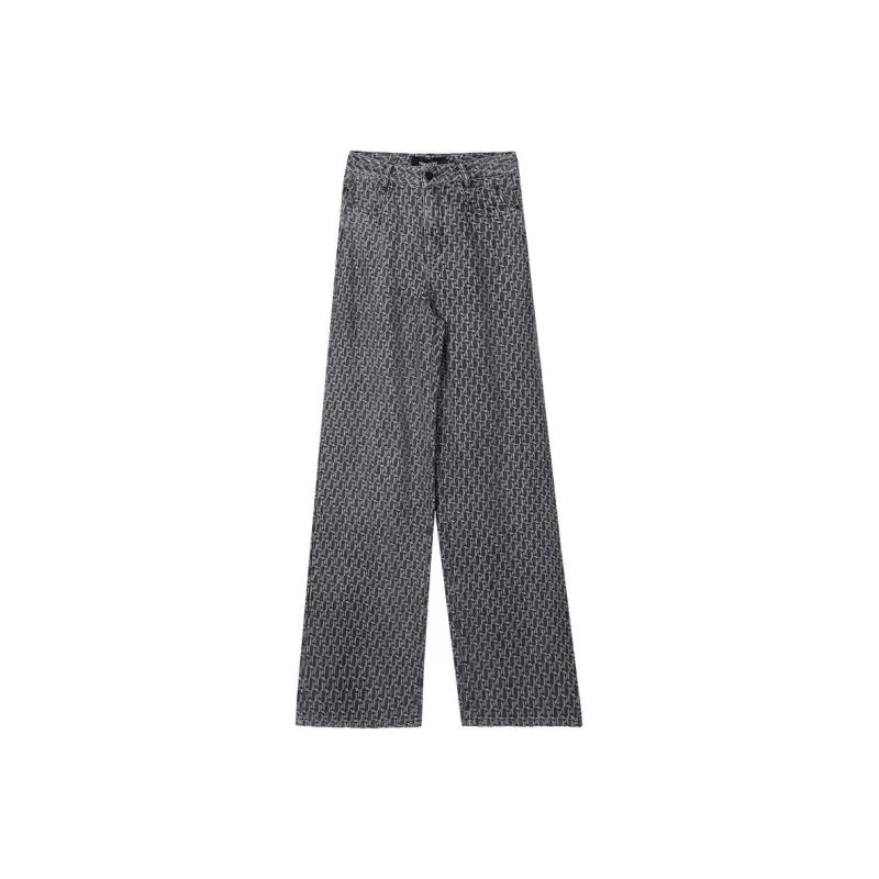 ANNAKIKI Jeans Men's Black Background Pattern-0