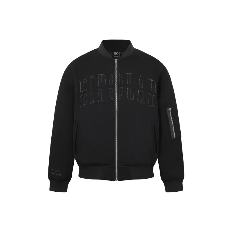 BIPOLAR Baseball Jacket Jackets & Coats Unisex Heather Gray Black-5
