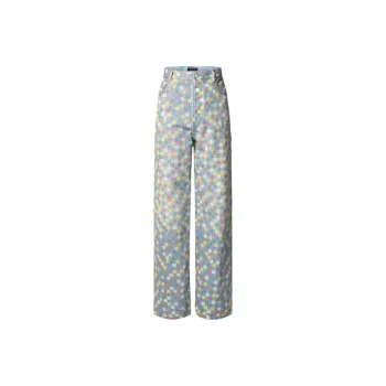 LOUIS VUITTON Damier Denim Wide Leg Pants