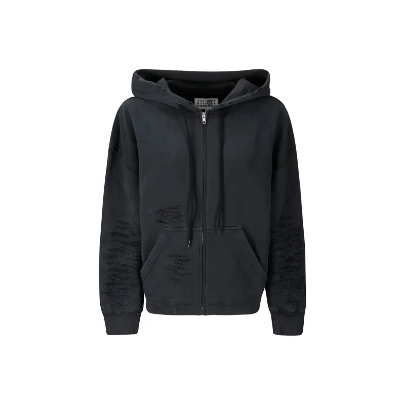 MM6 Maison Margiela Distressed Zip Up Hoodie-0