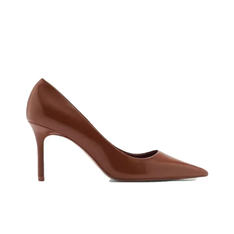 MANGO Slim Heel High Heels 8cm Women's Brown-1