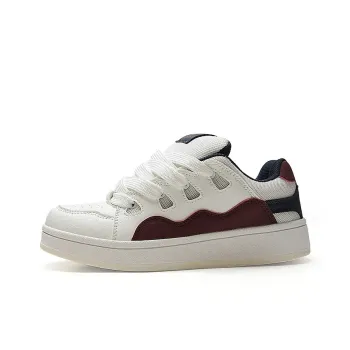 IHBOZ Coverage Slip Resistant And Abrasion Resistant Support Low Top Skateboard Shoes Women's White Burgundy