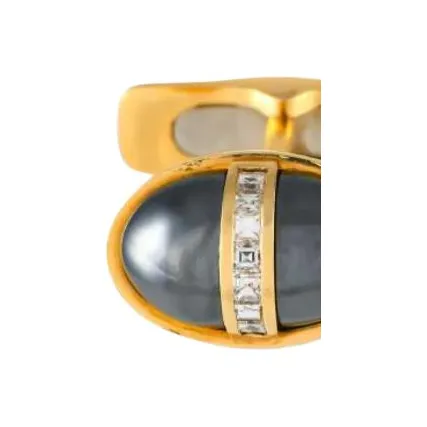 BVLGARI 18kt Yellow Gold Diamond And Hematite Cufflinks-2