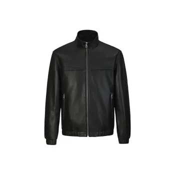 DAVID NAMAN Leather Jacket Men's Black