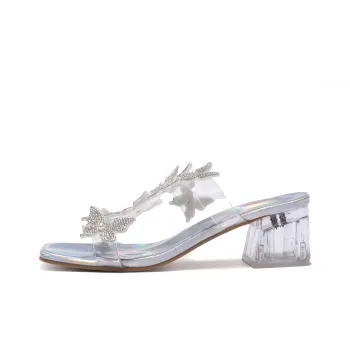 Dawei's House Rubber Sole Slide Slippers Women's Silver