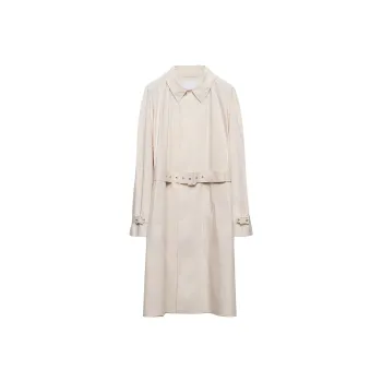 PRADA Cotton Raincoat Trench Coat Men's Chalk White