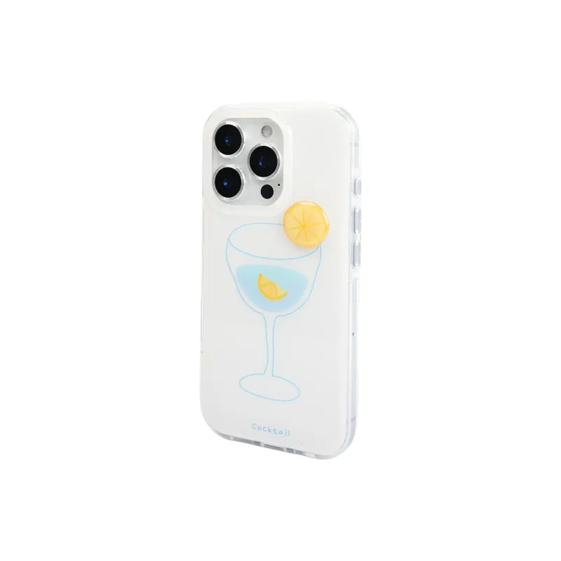 Wei Xin Acrylic Material 3D Effect Lemon Cocktail Phone Cases Compatible With IPhone 16/15 Pro Max/Apple 13/14 Pro/Max-2