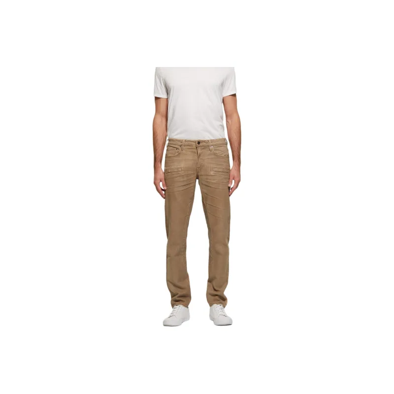 GUESS Coated Denim Slim Tapered Zip Jeans Jeans Men's Isotope Brown-0