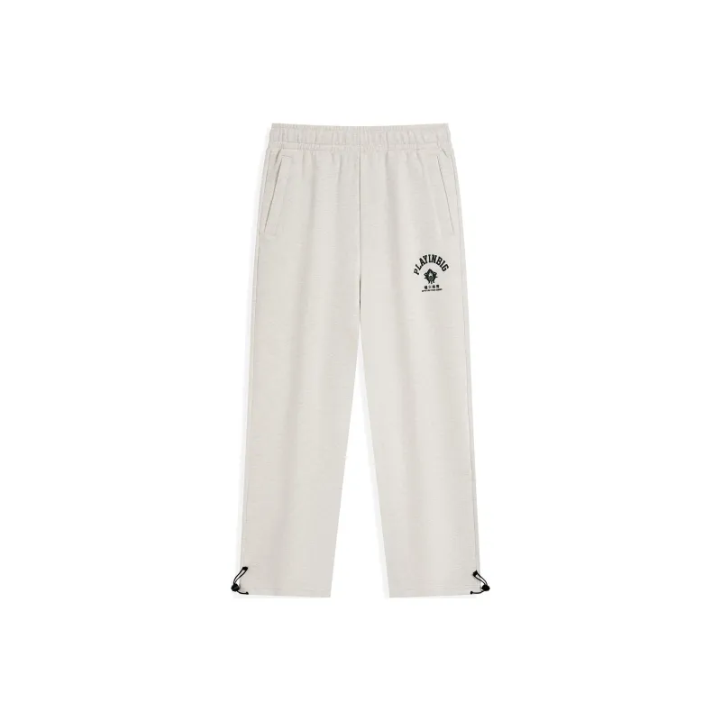 XTEP Basketball Collection Knitted Sports Pants Men's Beige Floral Gray-0