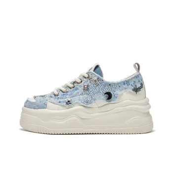HR Low Top Skateboard Shoes Women's Beige Blue