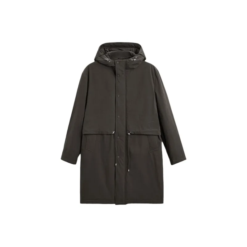 ZARA Parka Coats Men Brown-0