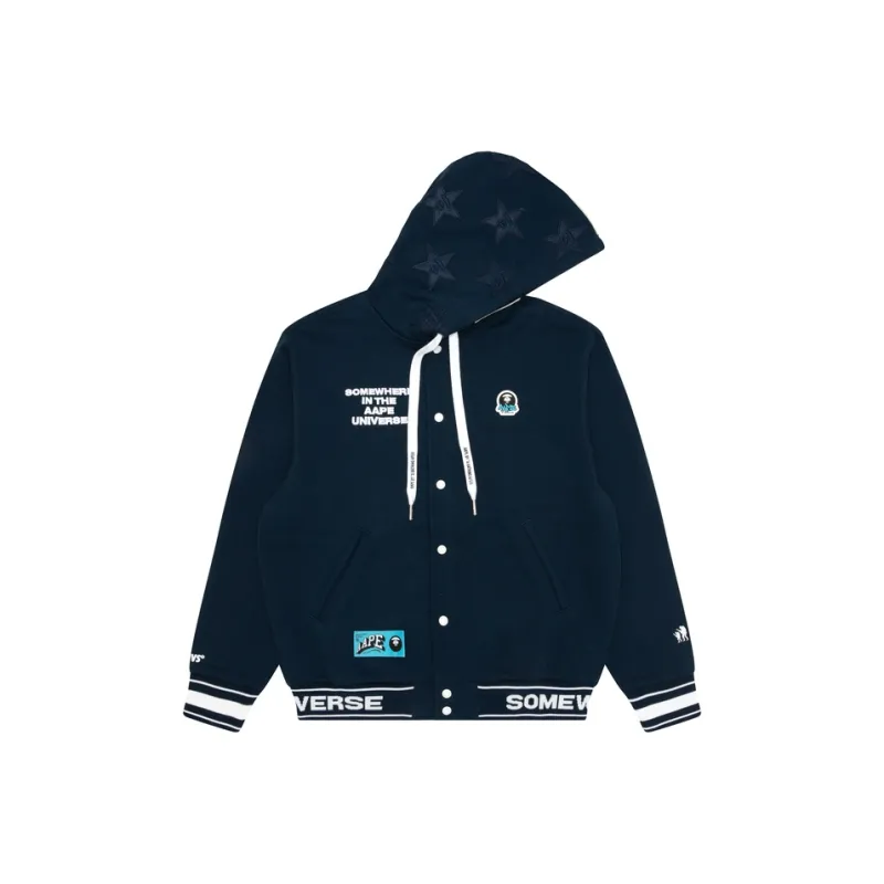 Aape By *A Bathing APE® Moonface Logo Hooded Varsity Jacket-2