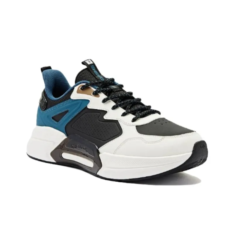 QIAODAN Anti Slip Wear Resistant Low Top Running Shoes Men's White Black Blue-3