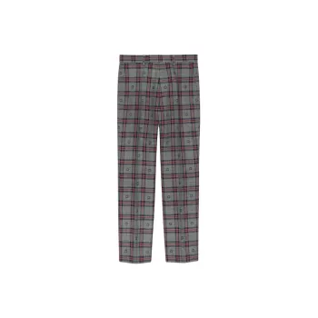 GUCCI G Plaid Wool Pants Suit Trouser Men's Gray Blue