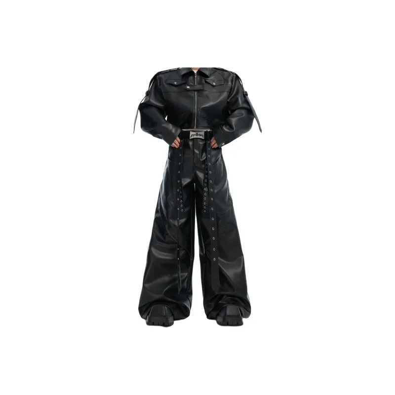 ARGUE Leather Pants Men's Nimble Black Bottoms-0