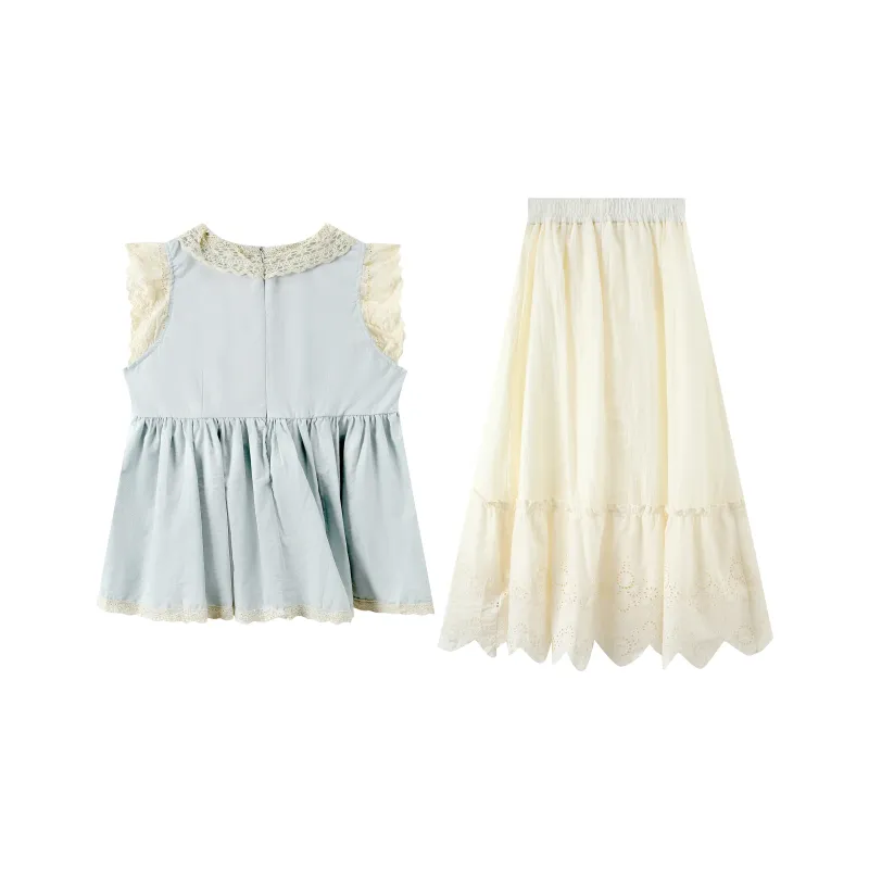 PLANE DRIFT Skirt Set Women's White Skirt/Blue Top-1