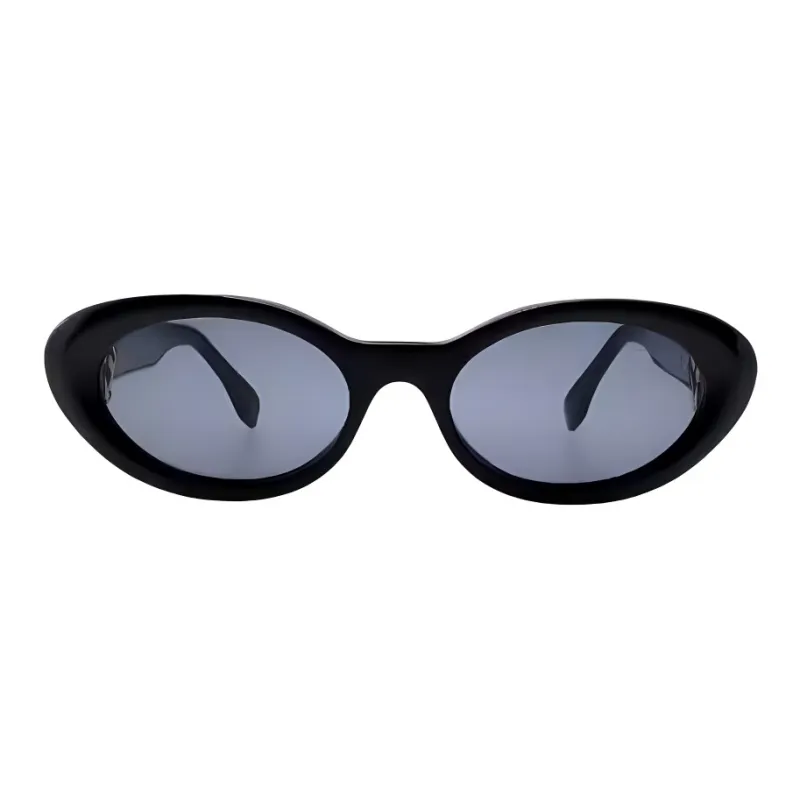 FENDI Plate Frame Oval Sunglasses Women's Black-1