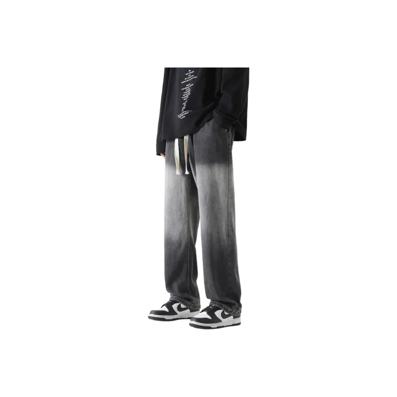 GROW DATE Jeans Unisex Black Gray-4