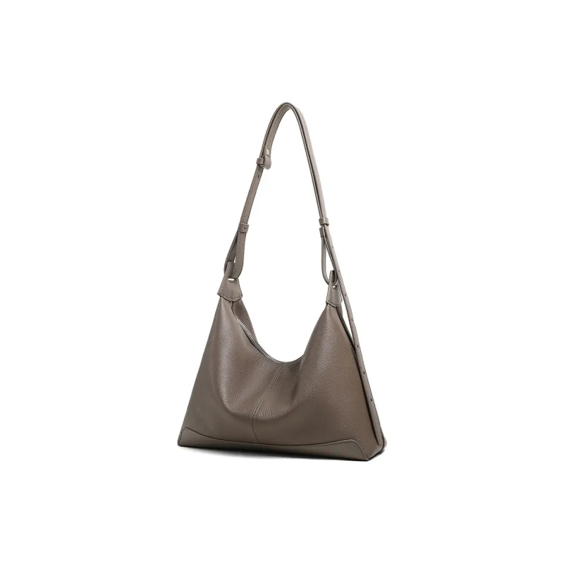 COMELY Cow Leather One Shoulder Crossbody Tote Hobo Bag Regular Women's Elephant Gray-1