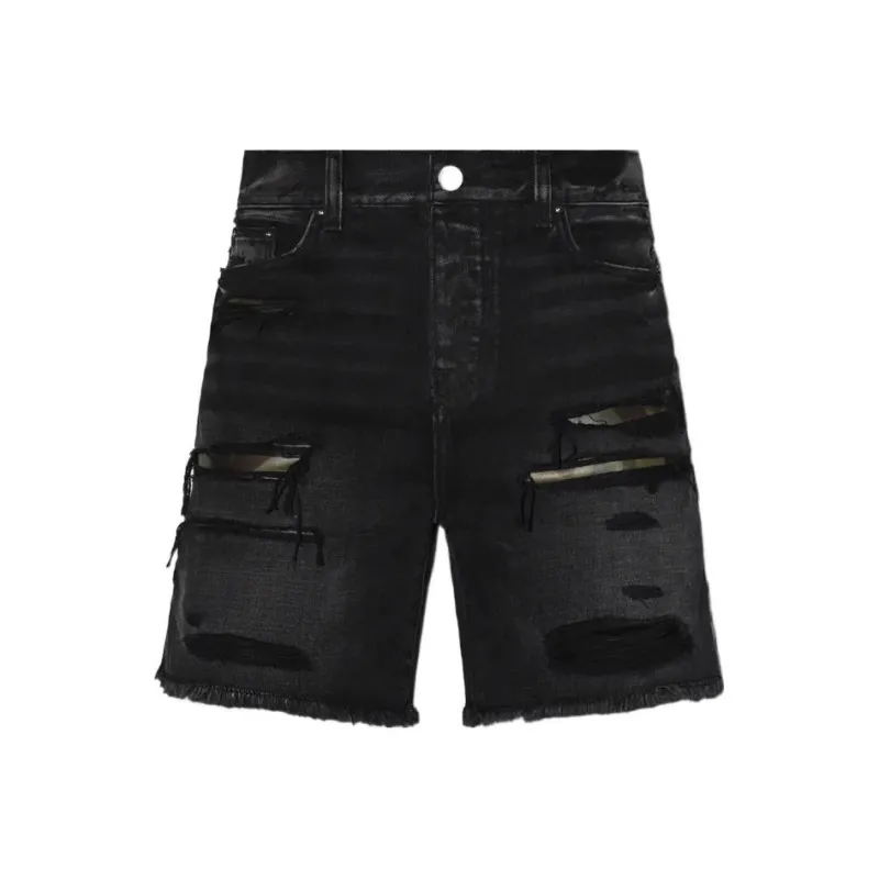 AMIRI Camo Patch Short Denim Shorts-0