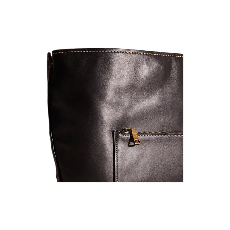 COACH Glove Tanning Tote Bag, Shopping Bag, Crossbody Bag, Shoulder Bag Tubas Women's Black-3