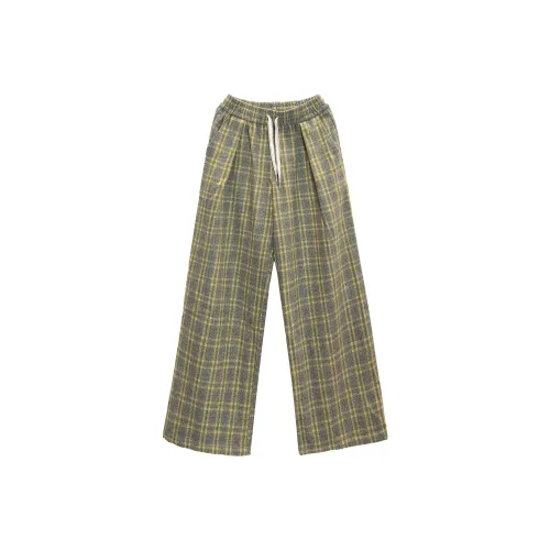 DBW DOUBLEWIN Casual Pants Unisex Yellow Plaid