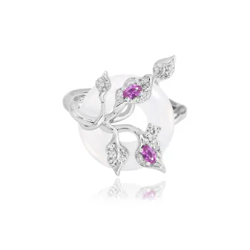 FUNNXI Natural Chalcedony Jade Rings Women's
