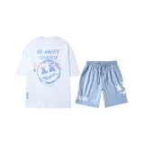 White and Blue Clothing Sets (White Top+Blue Pants)