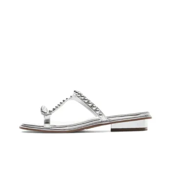 AGSDON Slide Slippers Women's Silver