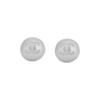 CHANEL Metal, Resin Stud Earrings Women's White
