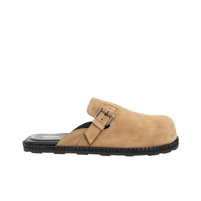 MOSCHINO Buckle Detailed Round Toe Mules-1