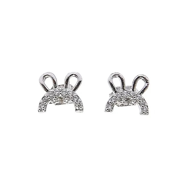 WIR ORNAMENTS Gold Plated Copper Stud Earrings Women's Silver-4