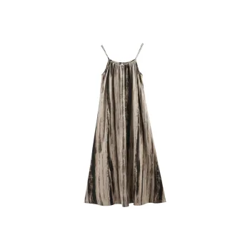 Same Language Nightgown Women's Pine Green Vertical Stripes