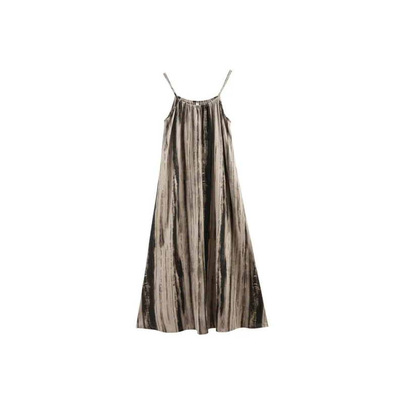 Same Language Nightgown Women's Pine Green Vertical Stripes-0