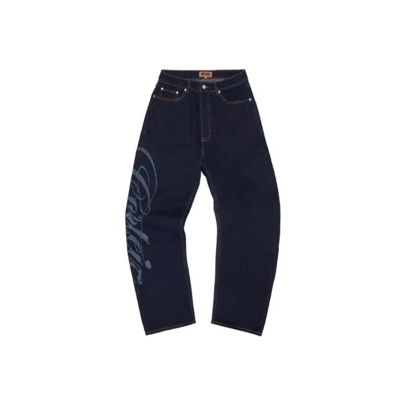Corteiz Frayed Denim Baggy Jeans-0
