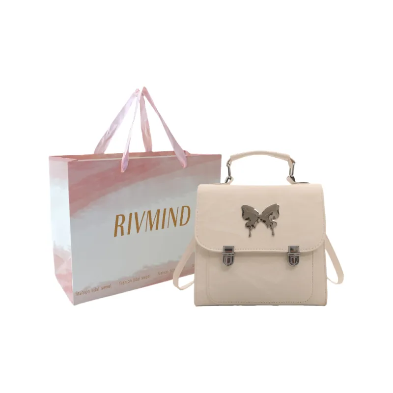 RIVMIND PU Carry Backpack Medium Size Women's White/Silver/Black/Pink-0
