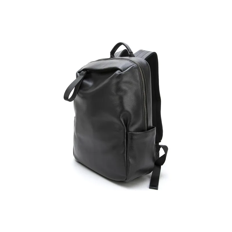 LARTIGENT Top Grain Cow Leather Backpack Regular Men's Black-1