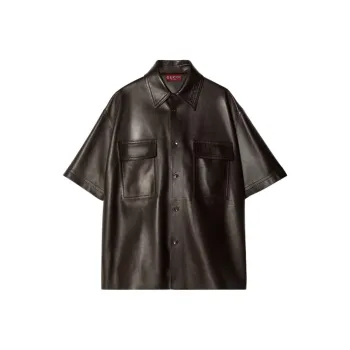 GUCCI SS25 Leather Jacket Men's Dark Brown