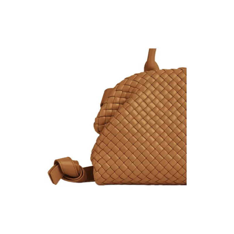Bottega Veneta Handle Intrecciato Top Handle Small Camel-3