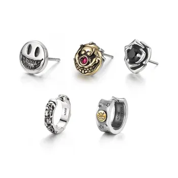 IDEAGEMER 925 Sterling Silver Earrings Men's