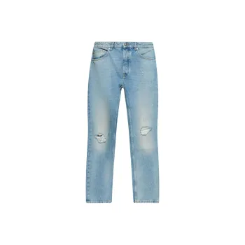PALM ANGELS Straight Leg Distressed Jeans