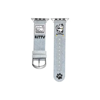 Senior's House Watch Band Apple Compatibility Denim, Leather Material