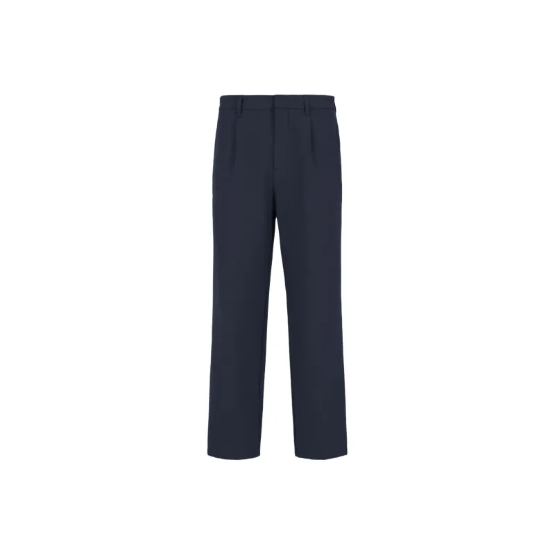 EMPORIO ARMANI Pleated Technical seersucker Fabric Chinos-0