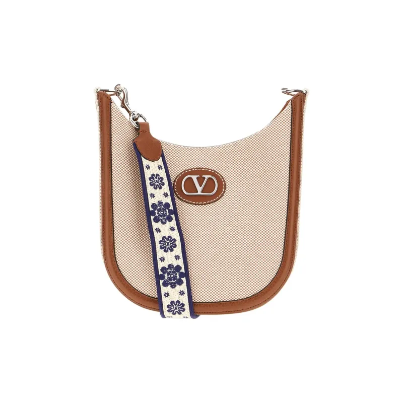 Valentino GARAVANI Fabric With Leather Shoulder Bag Men's Natural-0