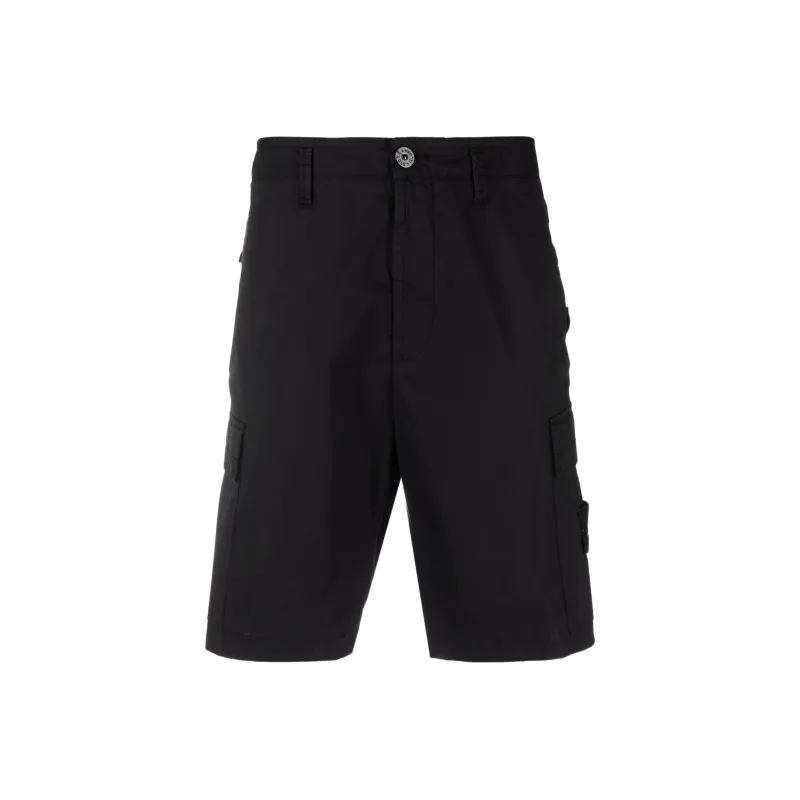 STONE ISLAND Logo Patch Mid Rise Cargo Shorts-0